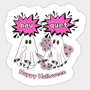 Pink ghost bouquet Sticker